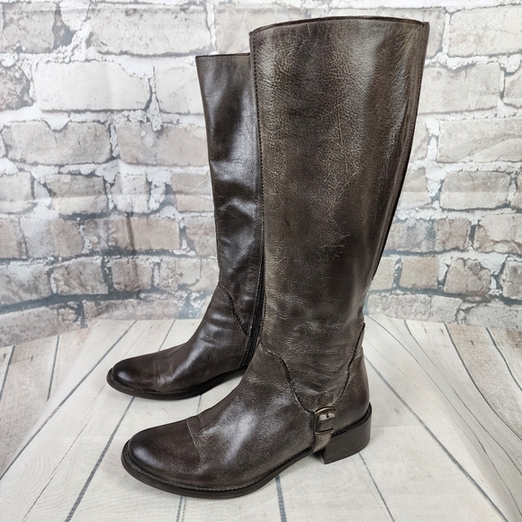 Vintage Tall Fashion Riding Boots Dark Taupe Brown Size 38=7.5 Prep Preppy - Picture 7 of 16